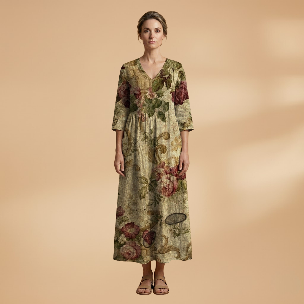 Women's casual floral dress styled for everyday wear