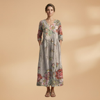 Women's floral short sleeve summer dress colour variation