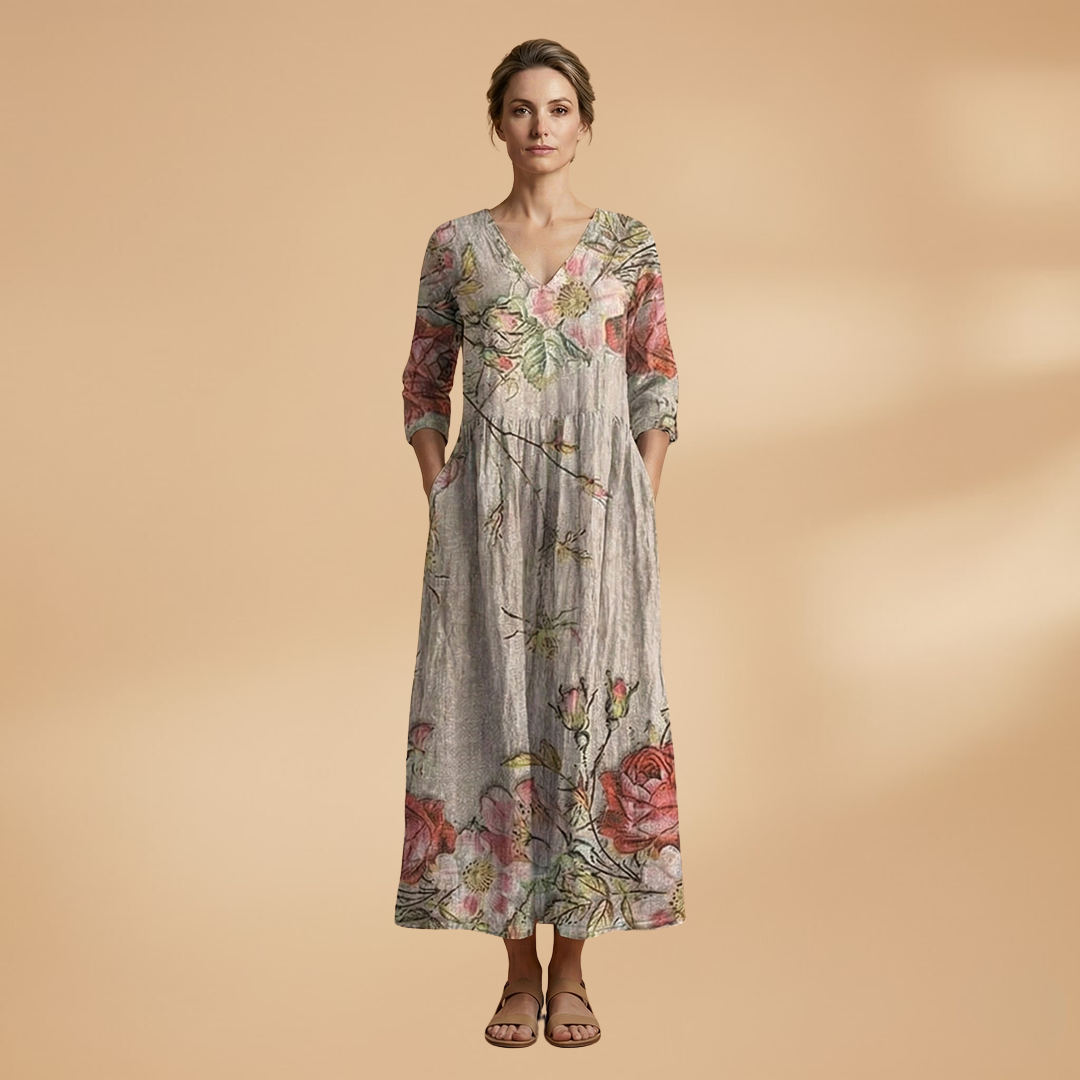 Women's floral short sleeve summer dress colour variation