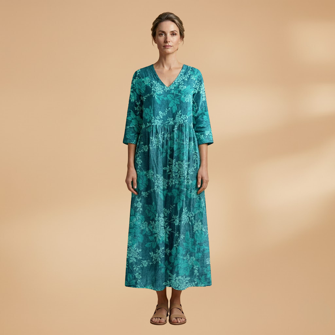 Women's floral short sleeve dress relaxed silhouette