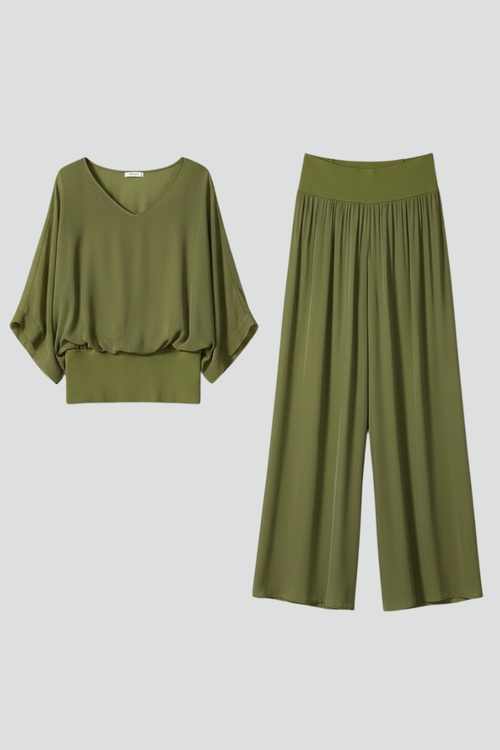 Chiffon Two-Piece Wide-Leg Co-ord Set