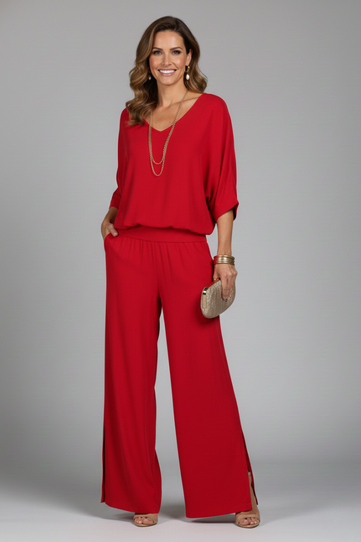 Chiffon Two-Piece Wide-Leg Co-ord Set
