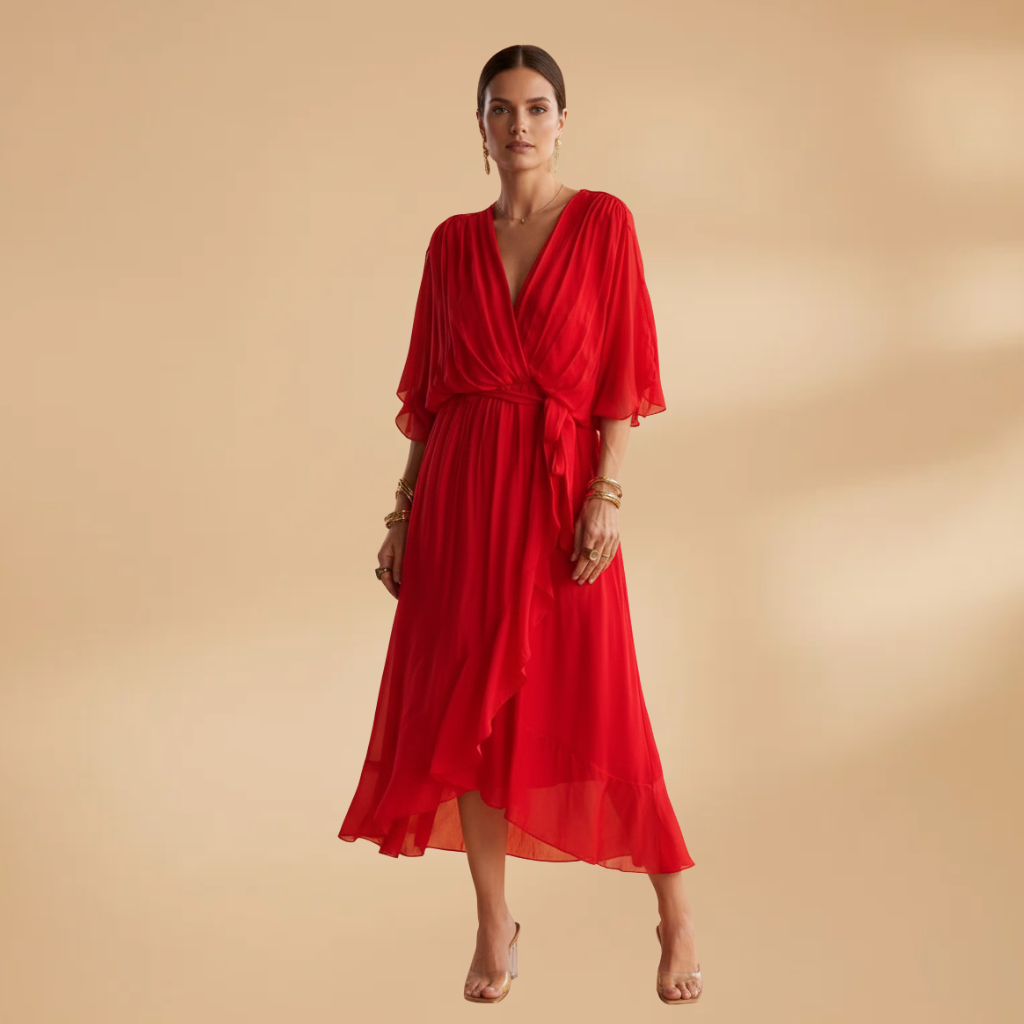 Women's V-neck chiffon dress formal occasion style