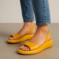 Women's cushioned orthopaedic sandals front view yellow