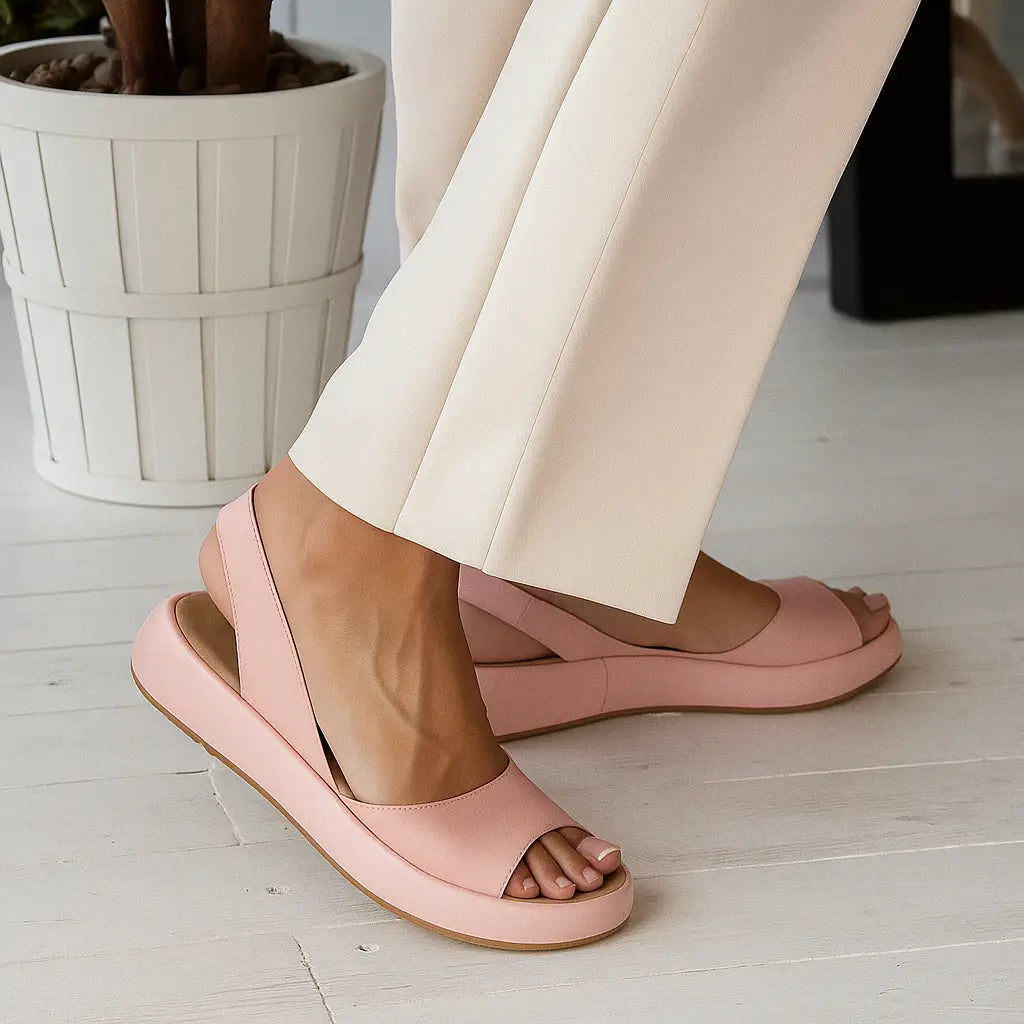 Women's supportive sandals lifestyle on-feet shot