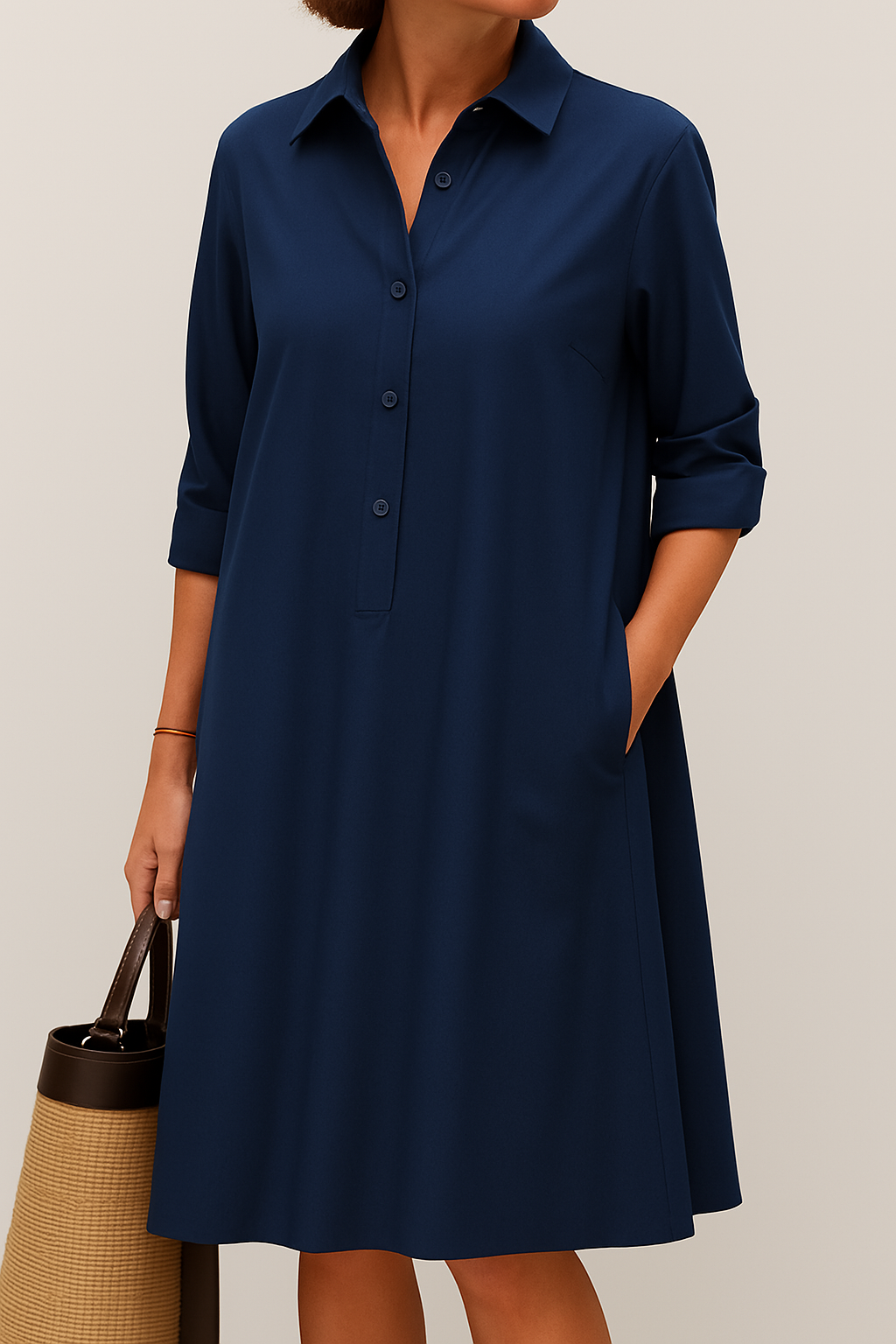 Women's minimalist midi dress, back view