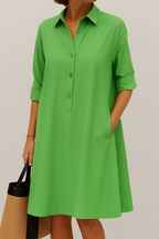 Women's shirt midi dress in alternate colour, front view