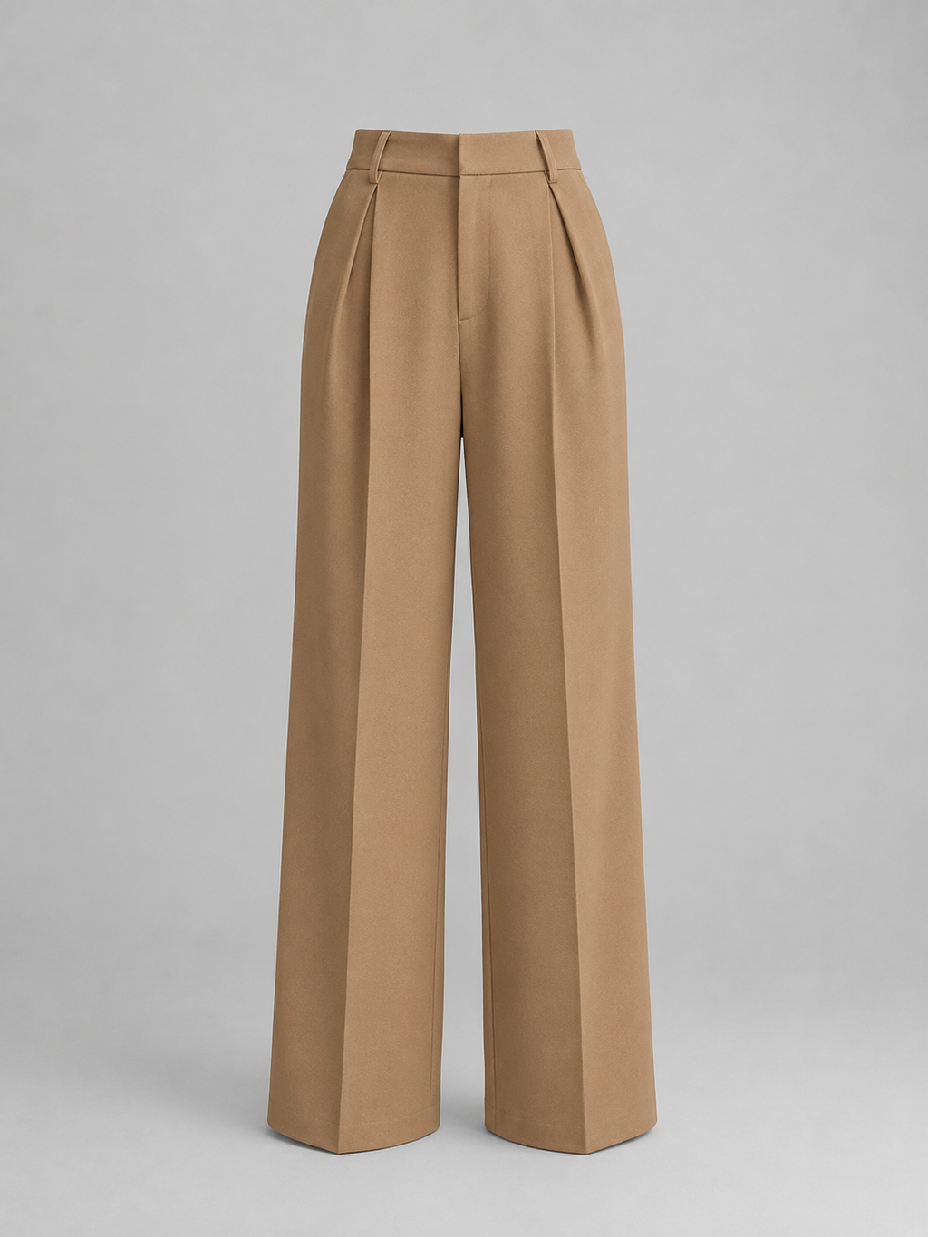 High-Waist Wide-Leg Work Trousers with Pleat Front