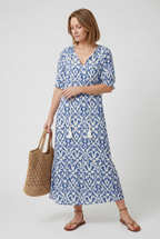 Women's tassel maxi dress, second print option full length