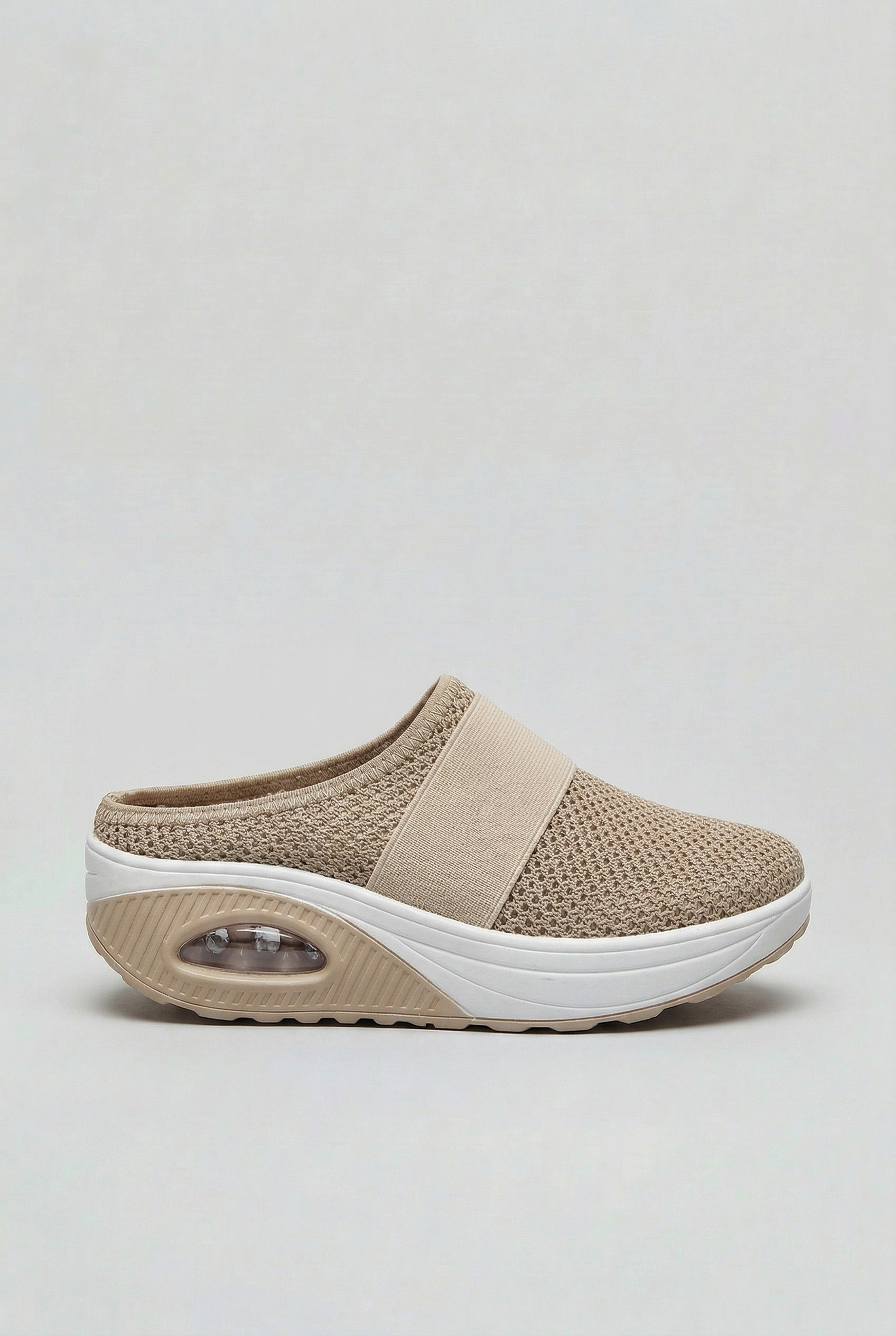 Women's breathable mesh mules with air cushion sole, front view