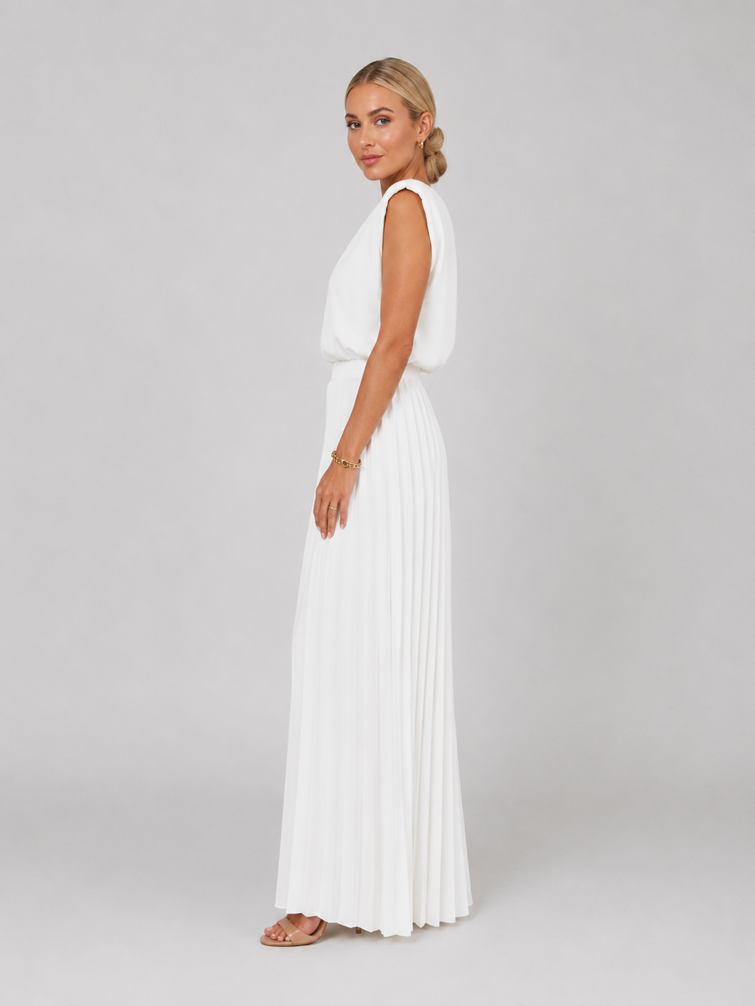Wide leg trouser set back view full length relaxed