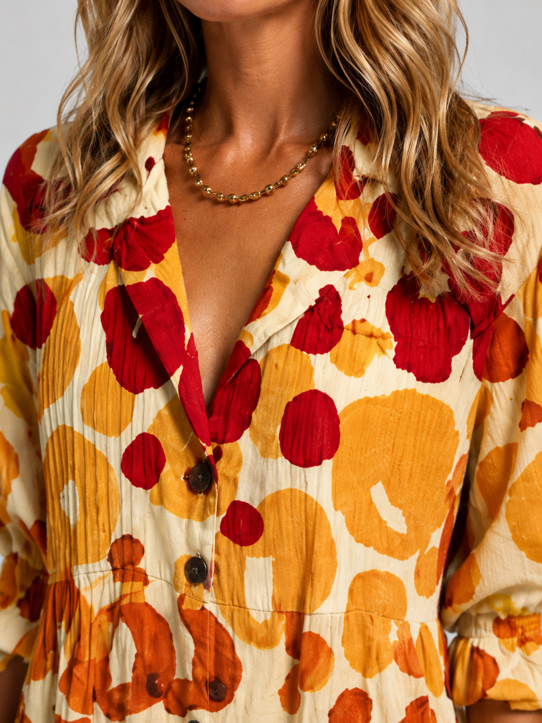 Shirt dress back view full length printed