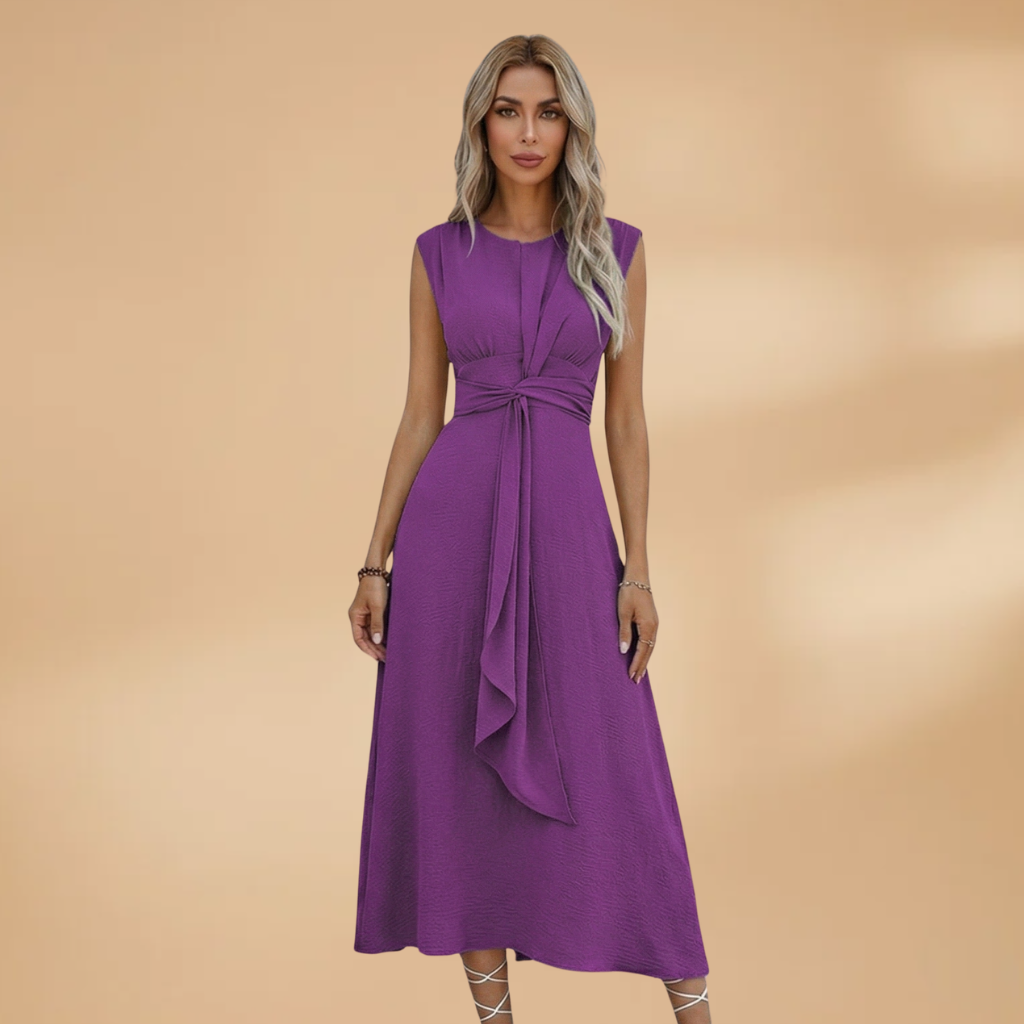 Women's maxi dress back view sleeveless round neck style