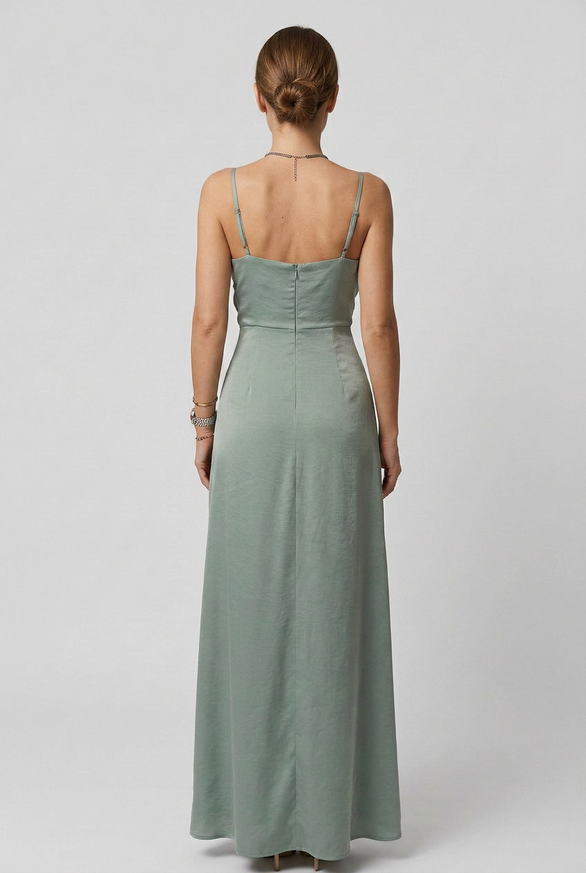 High slit maxi dress V-neckline detail