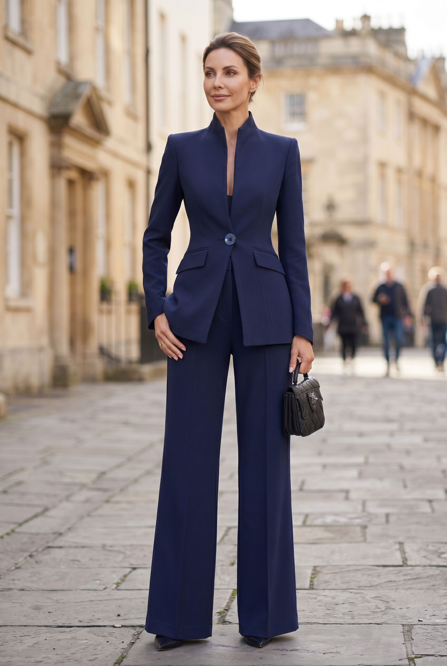 High-Neck Wide-Leg Co-Ord Suit Set