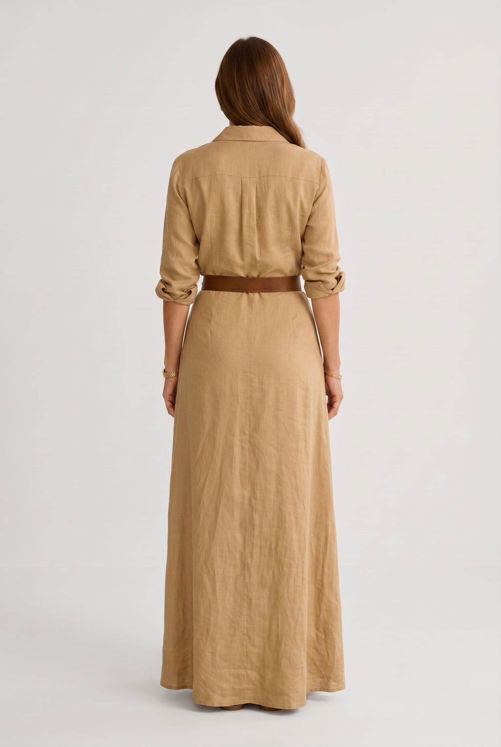 Printed Maxi Shirt Dress with Belt