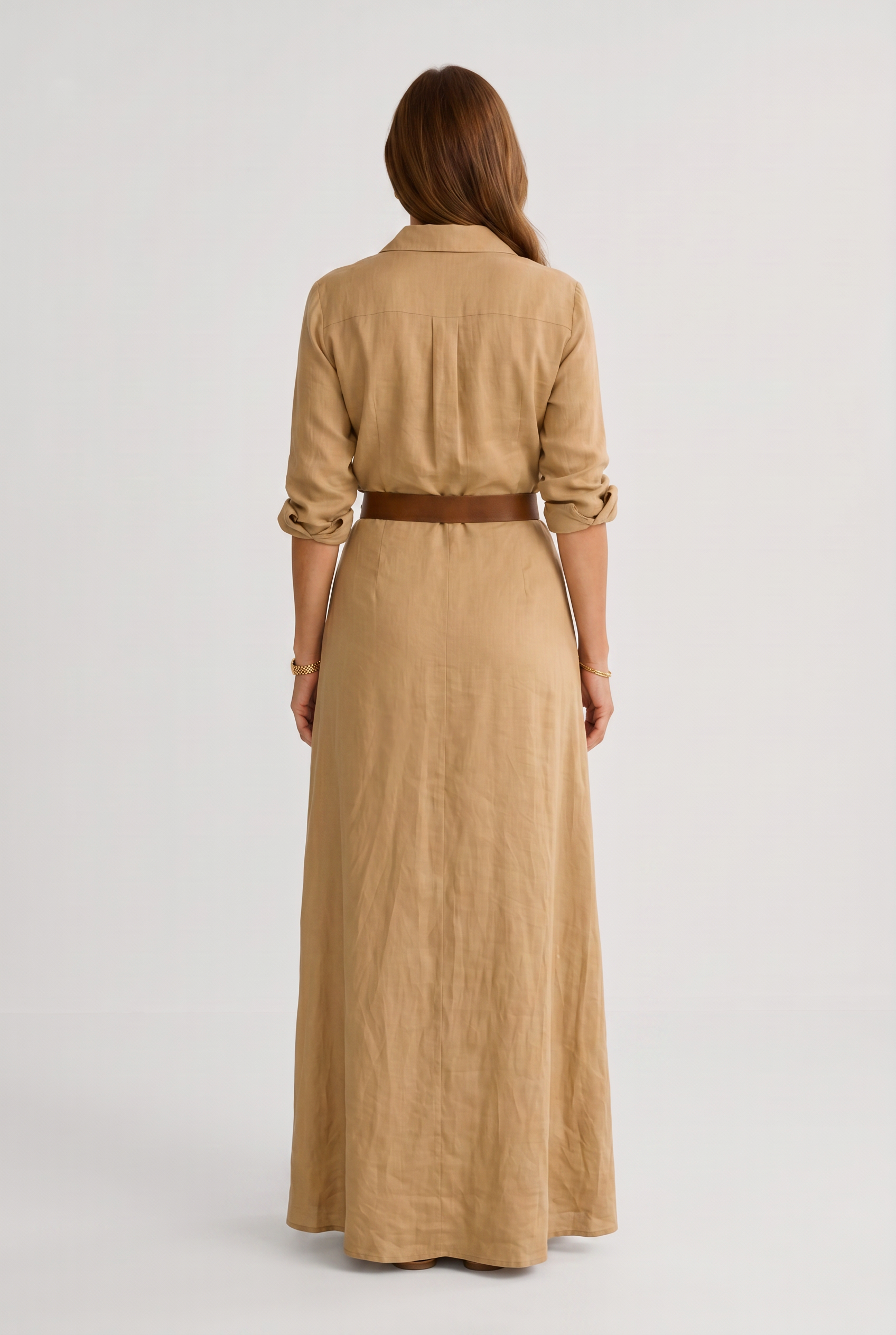 Printed Maxi Shirt Dress with Belt