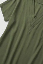 Women's V-neck summer mini dress with short split sleeves, back view