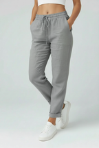 Women's linen-look trousers, second colour option full length