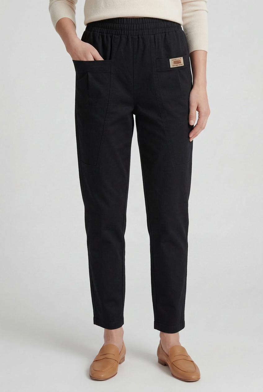 Straight-leg trousers in black, alternative colour front view