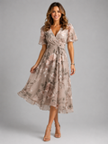 Floral Tummy Control Wrap Midi Dress
