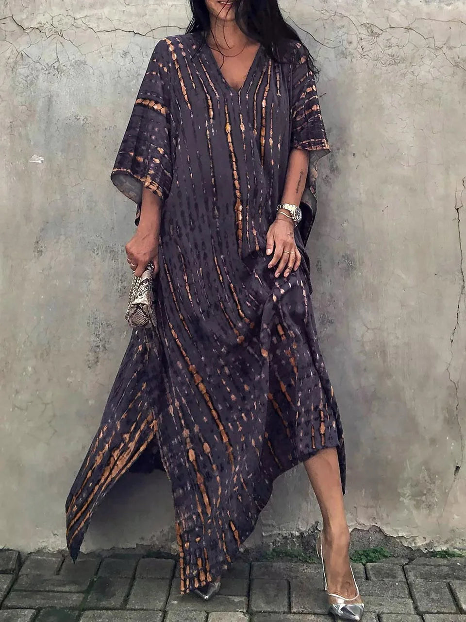 Cotton maxi dress full length rear view