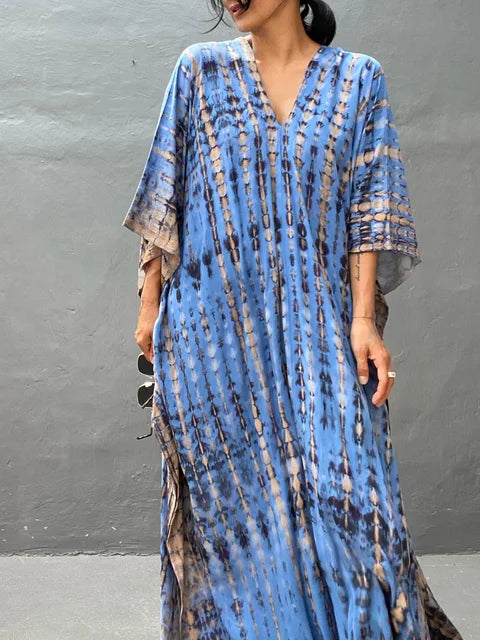 Cotton maxi dress back view full length