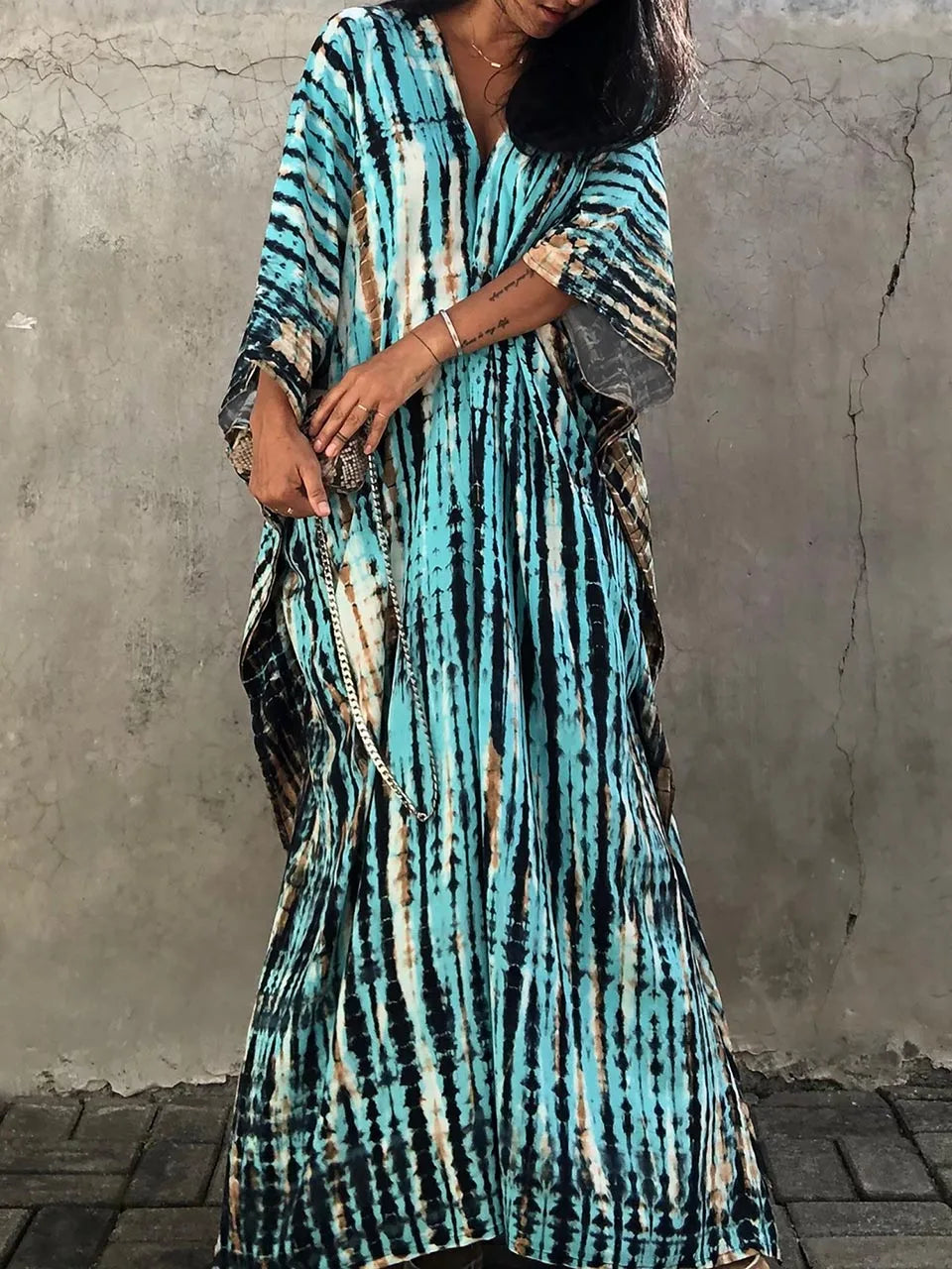 Casual cotton maxi dress lifestyle shot