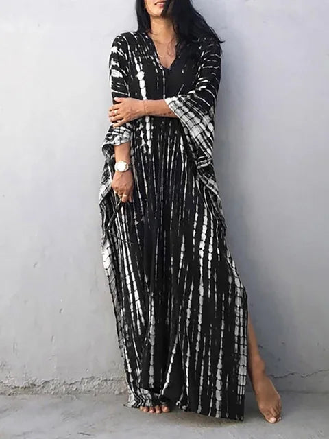 Cotton maxi dress flowing skirt detail