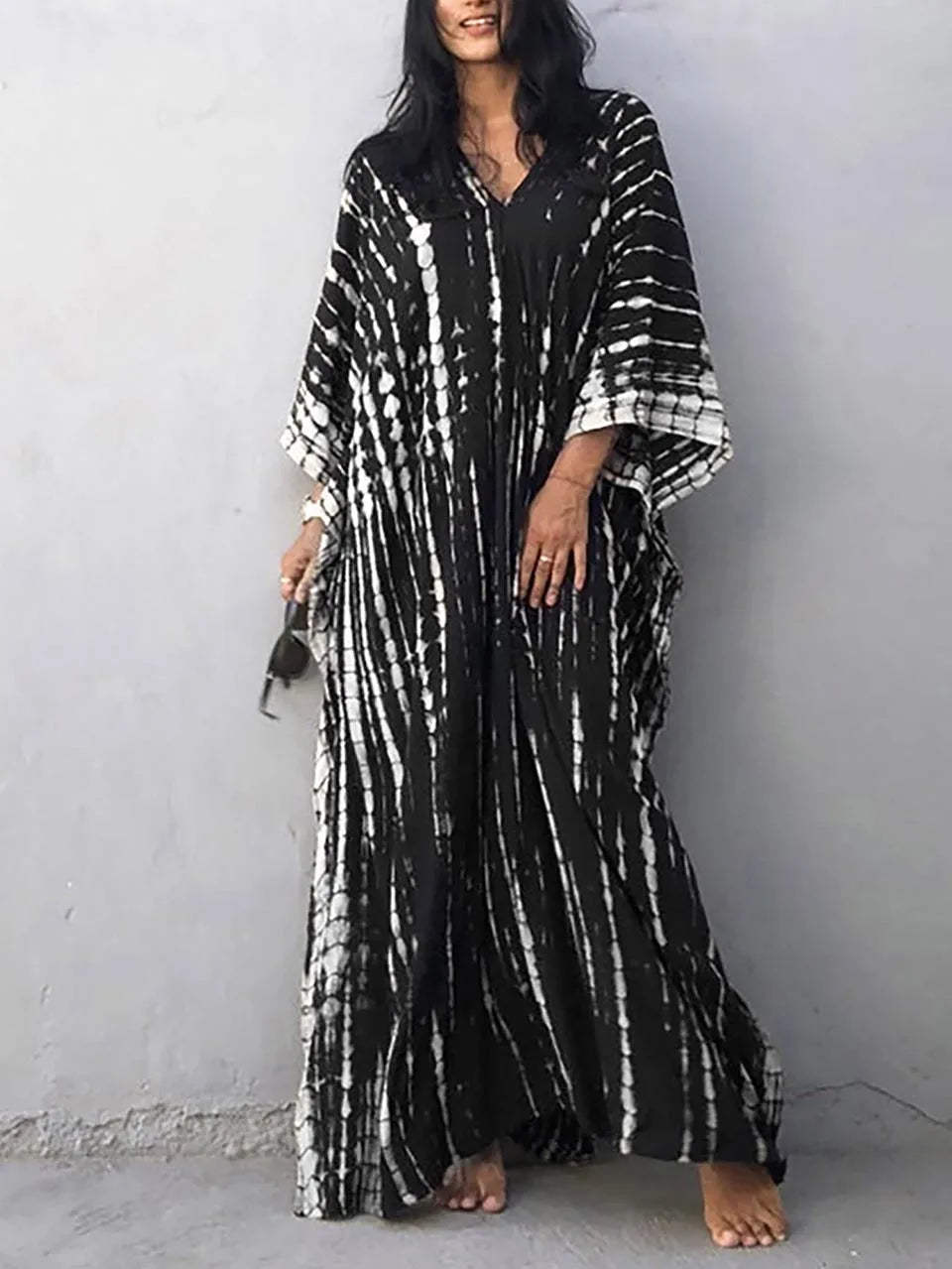 Cotton maxi dress back detail view