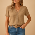 Women’s V-Neck Lace Trim Blouse