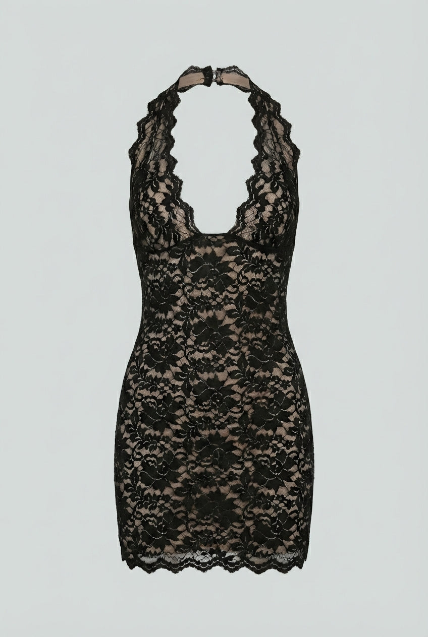 Women's Backless Lace Mini Dress