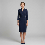 Women's V-neck belted pencil midi dress – 6 colours available sizes S to 2XL