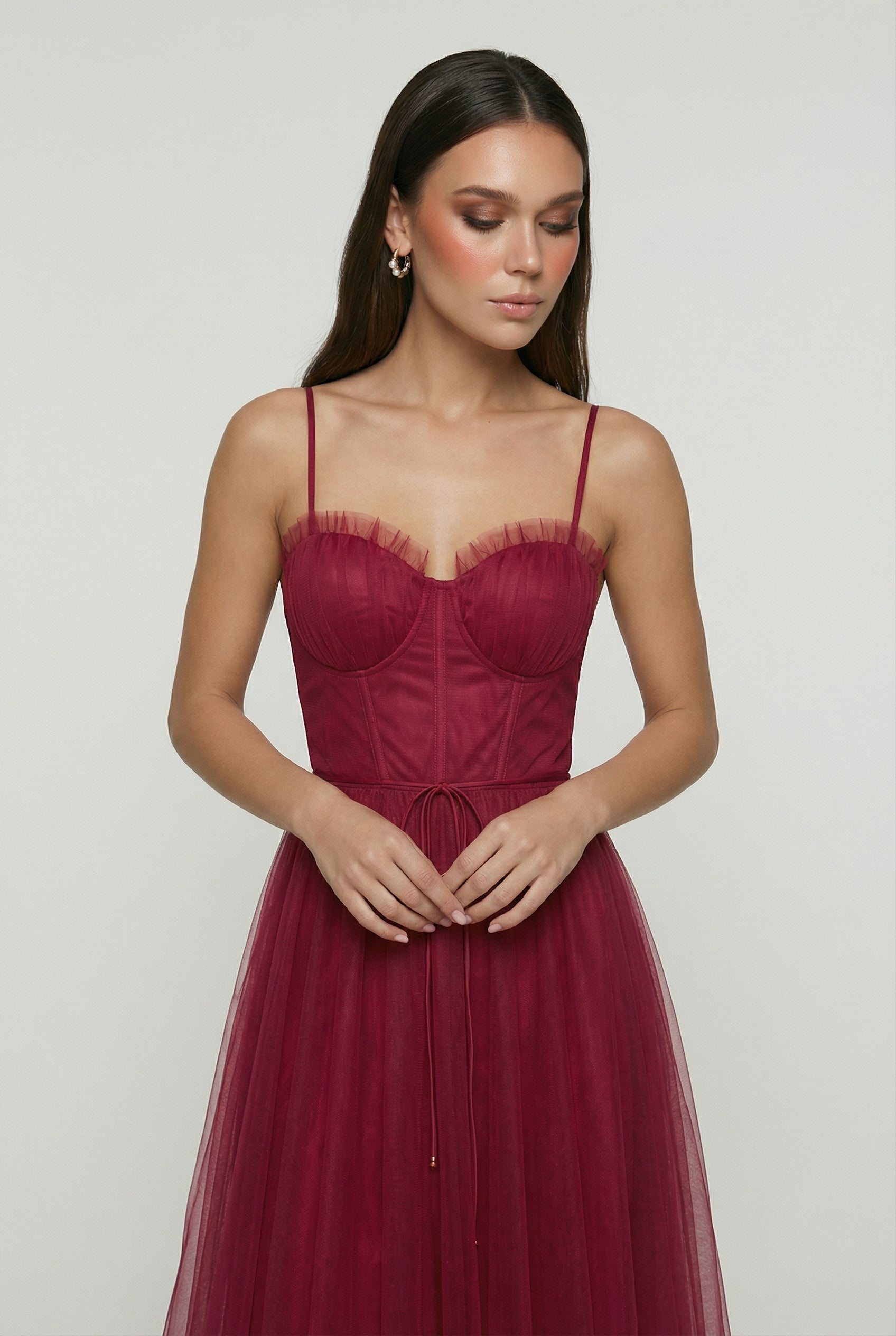 Women's Wine Red Midi Dress