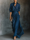 Women's Elegant Shirt and Long Skirt Co-Ord Set front view - Tailored Smart-Casual Set