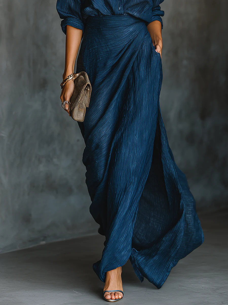 Women's Elegant Shirt and Long Skirt Co-Ord Set full look - Tailored Smart-Casual Set