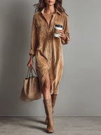 Women's chic flared hem dress, front view