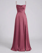 Women's flowing silk maxi dress, colourway variant styled view