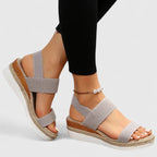 Orthopaedic platform sandals in grey – women's elastic strap arch support