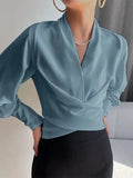 Women's Elegant Draped V-Neck Blouse