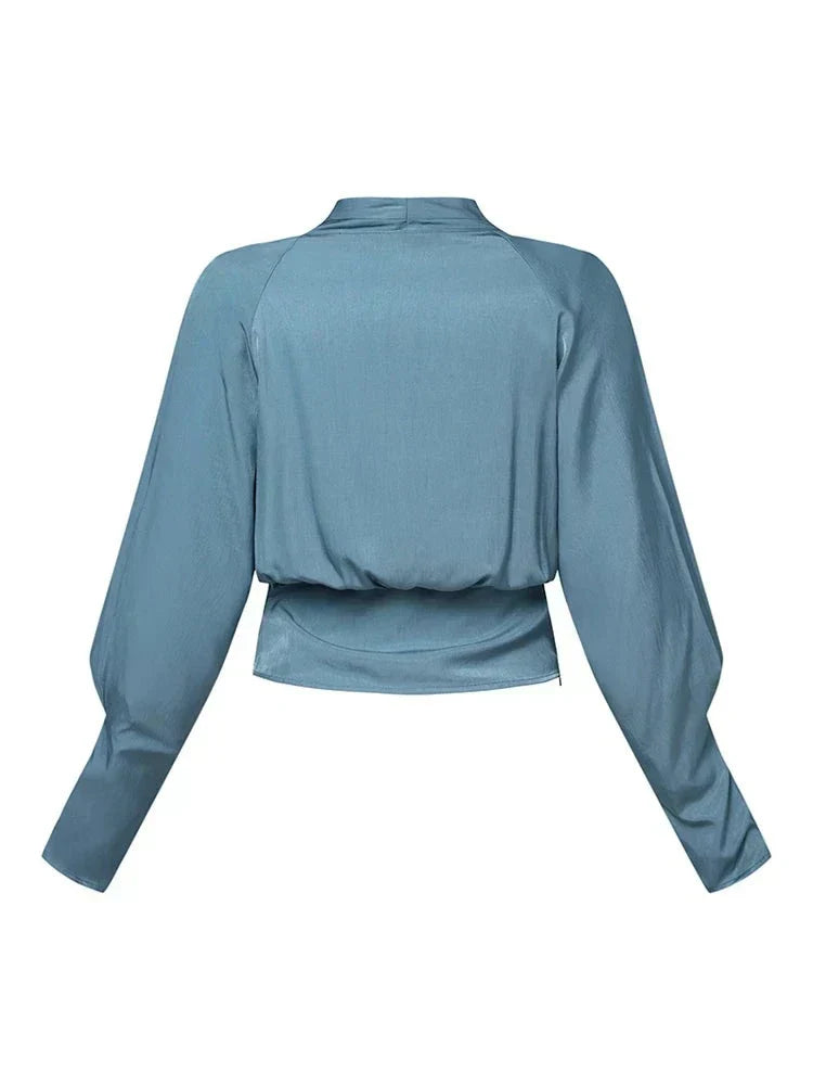 Women's Elegant Draped V-Neck Blouse