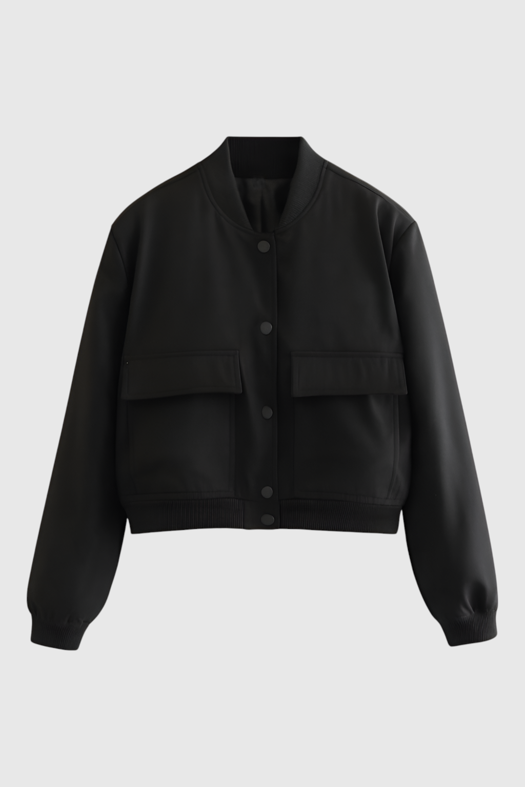 Women's Elegant Bomber Jacket - Black