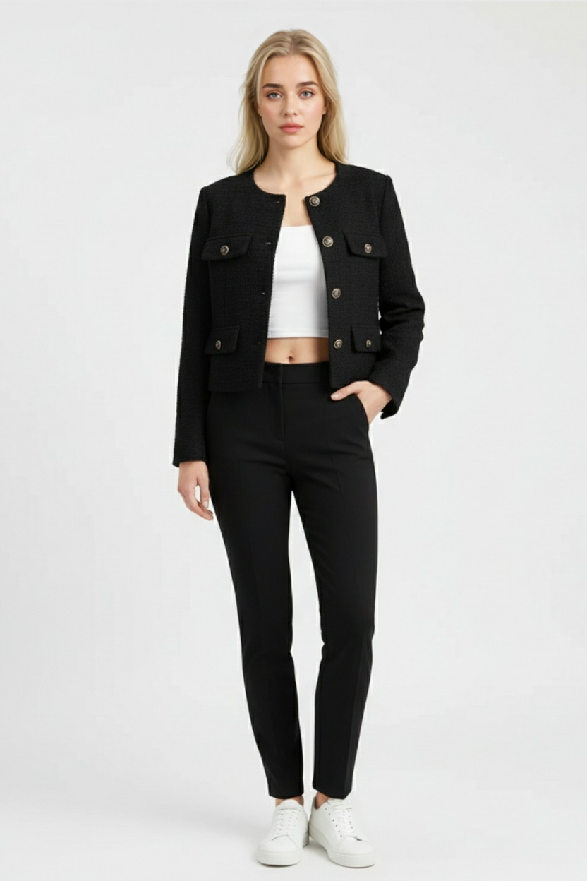 Black Winter Short Jacket for Women