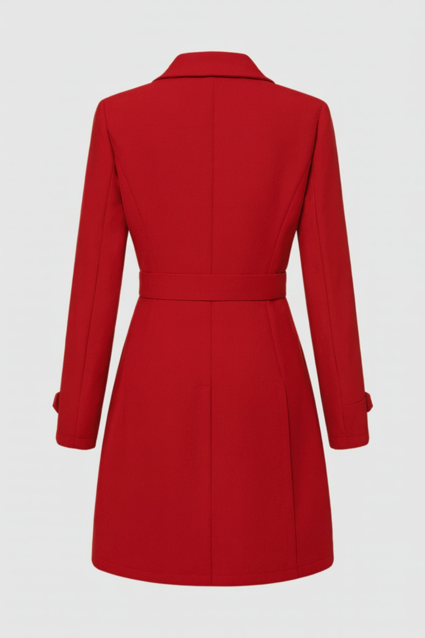 Elegant Mid-Length Red Winter Coat