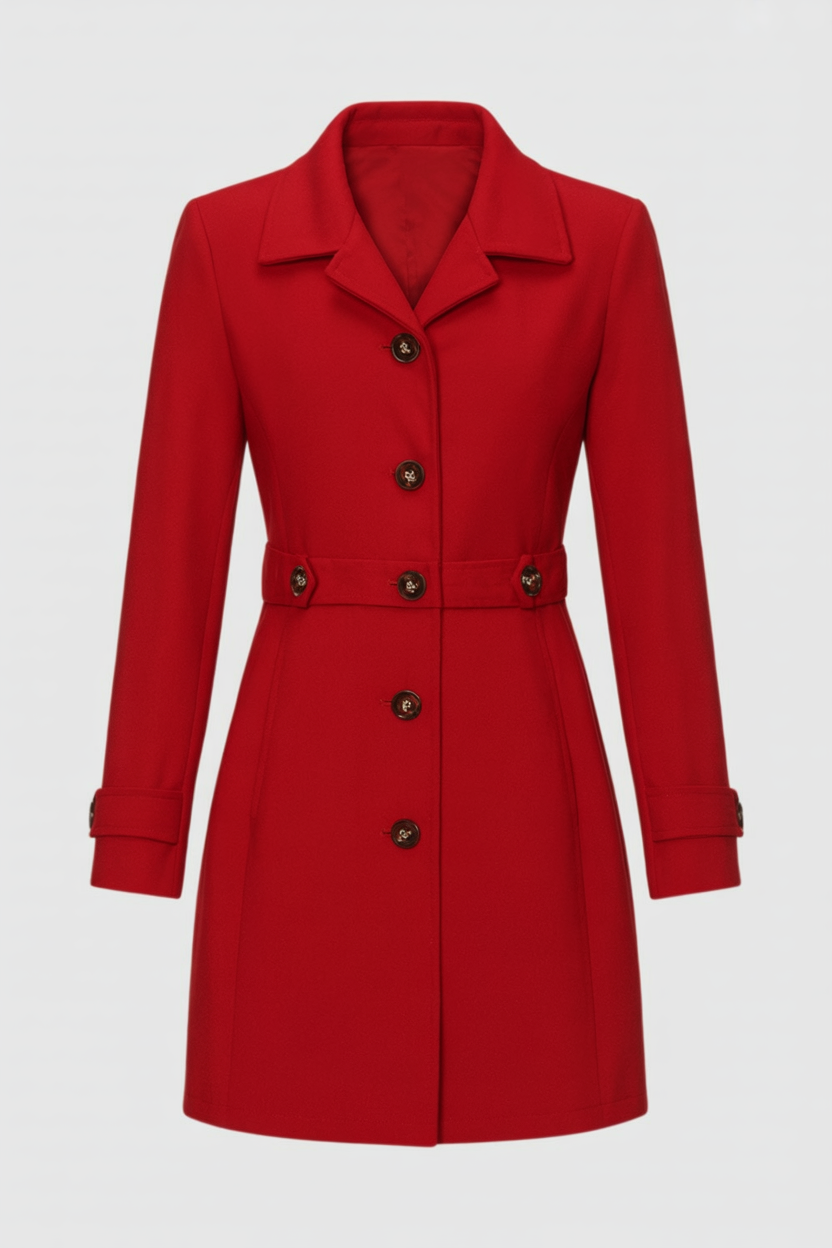 Elegant Mid-Length Red Winter Coat