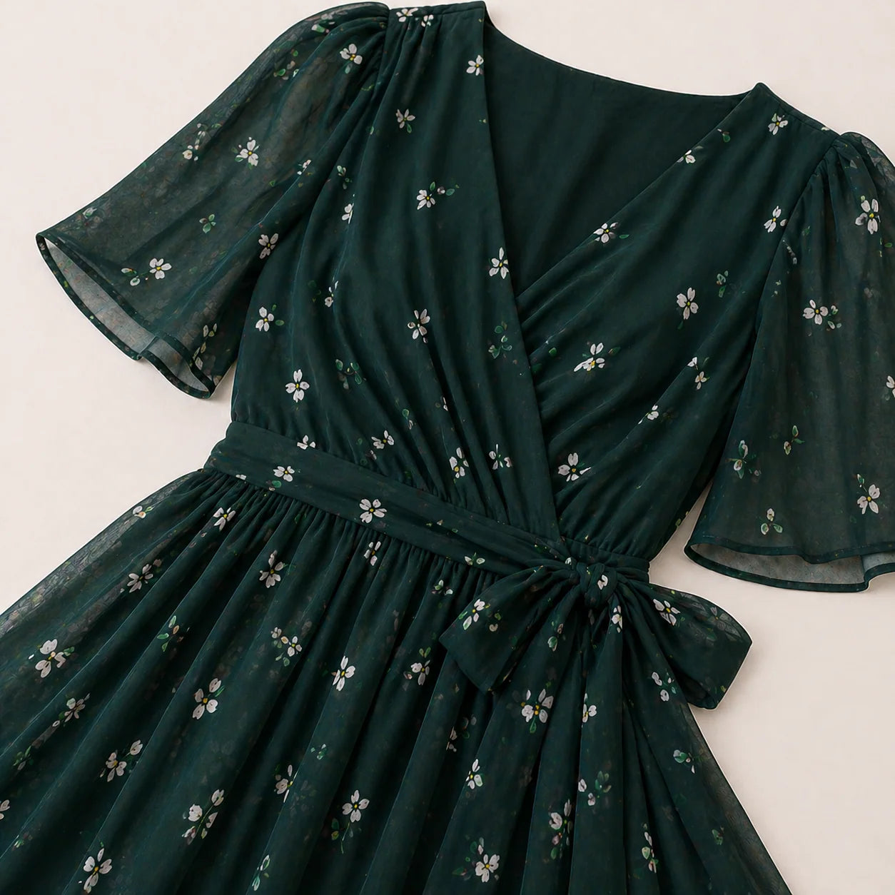 Floral Tummy Control Wrap Midi Dress