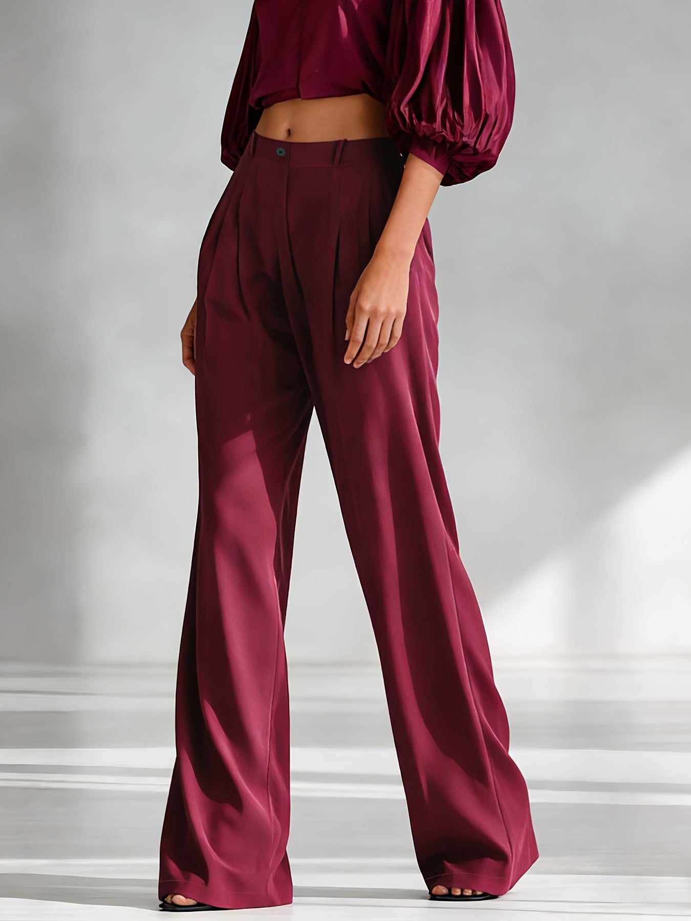 Tailored woven satin trousers with all-season wear