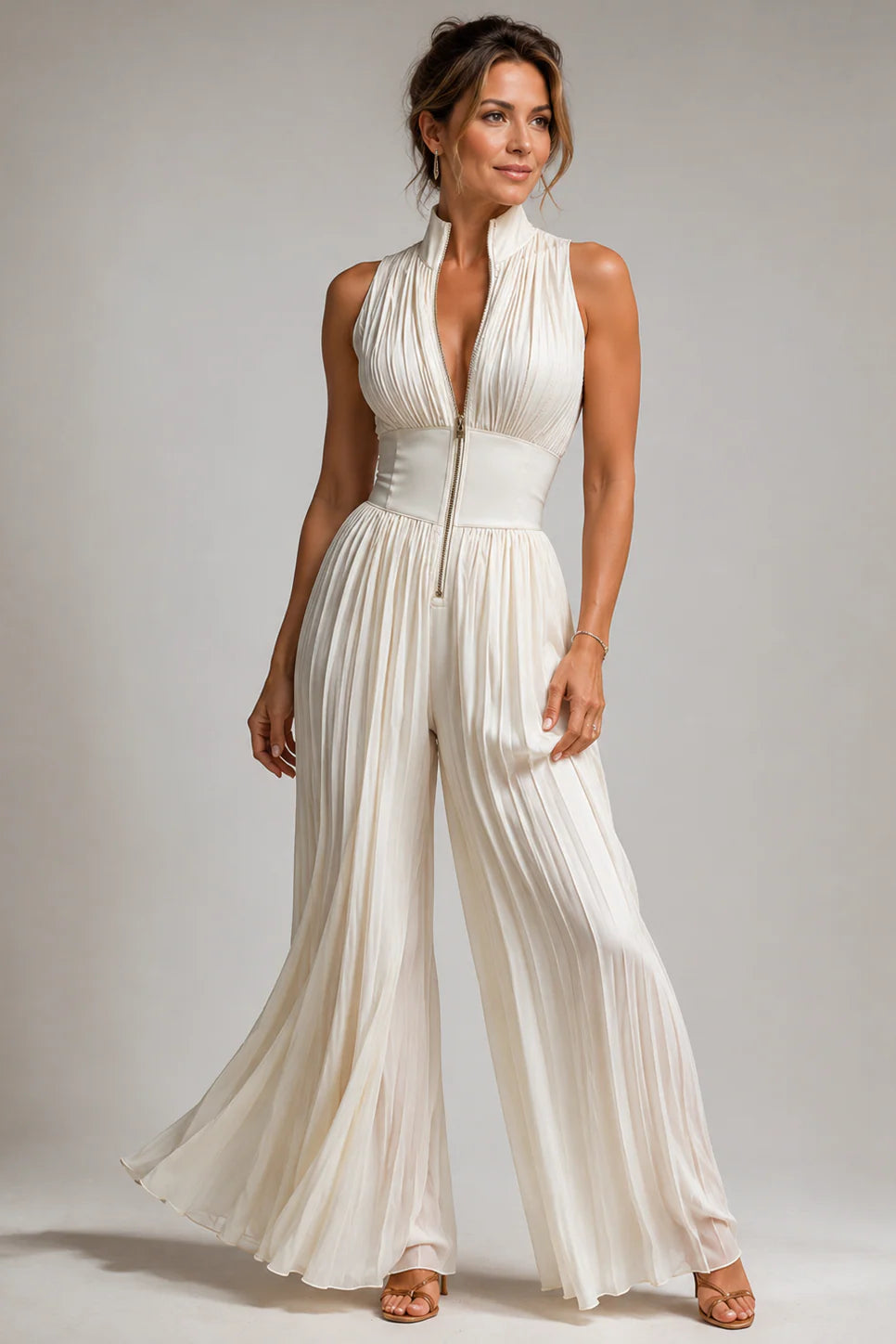 Floral Chiffon Wide Leg V-Neck Jumpsuit – Occasion