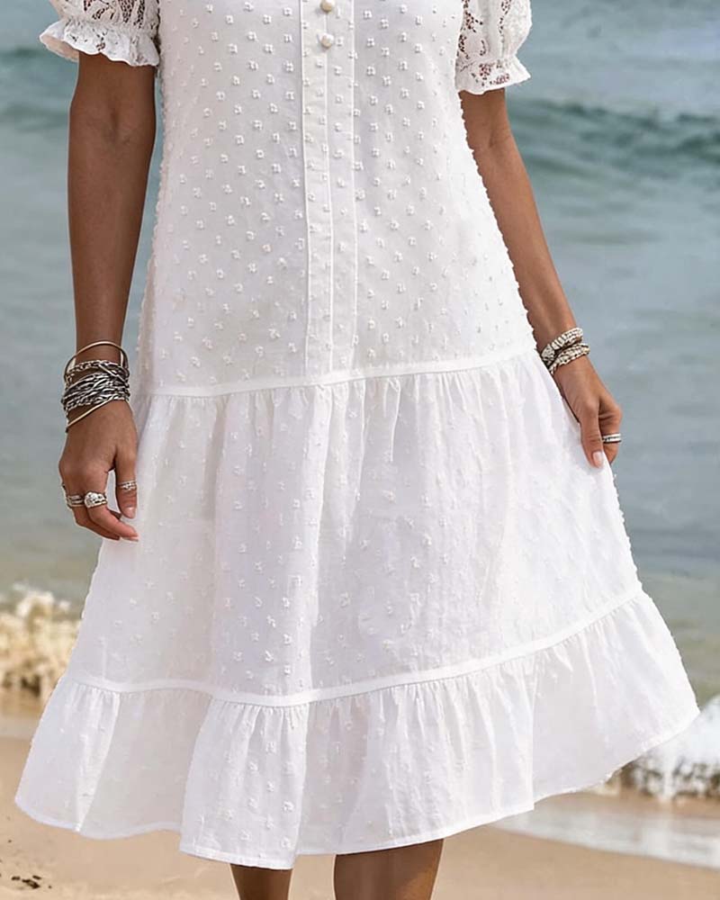 White Lace Resort Dress Occasion Garden Party | Alba Muse