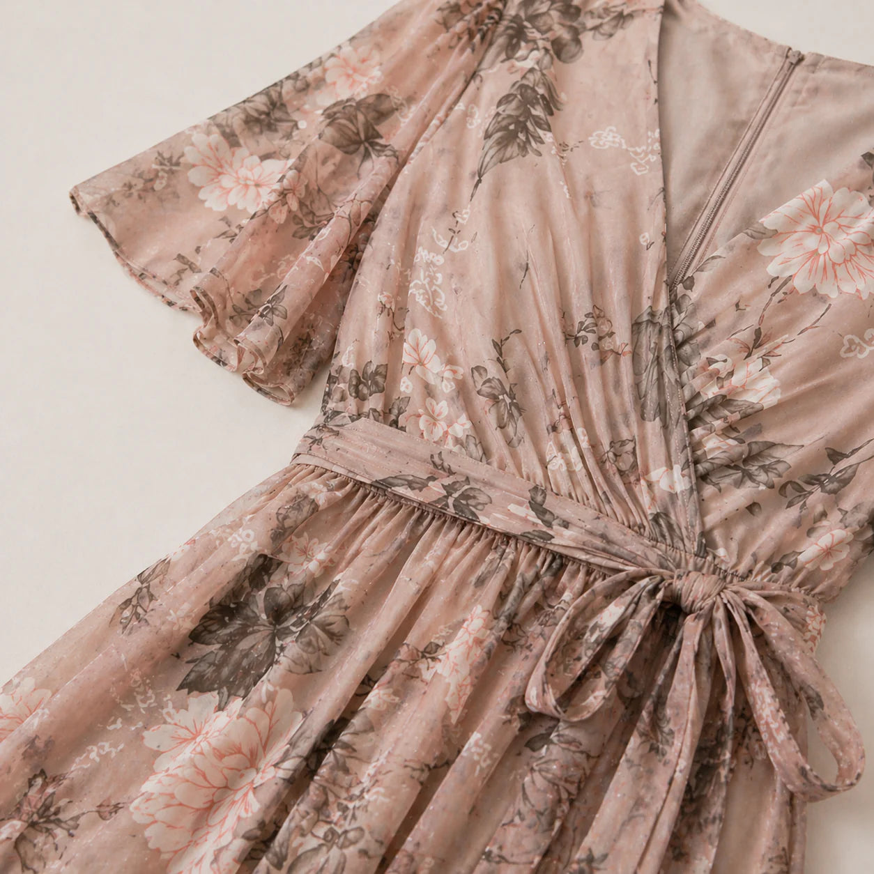 Floral Tummy Control Wrap Midi Dress